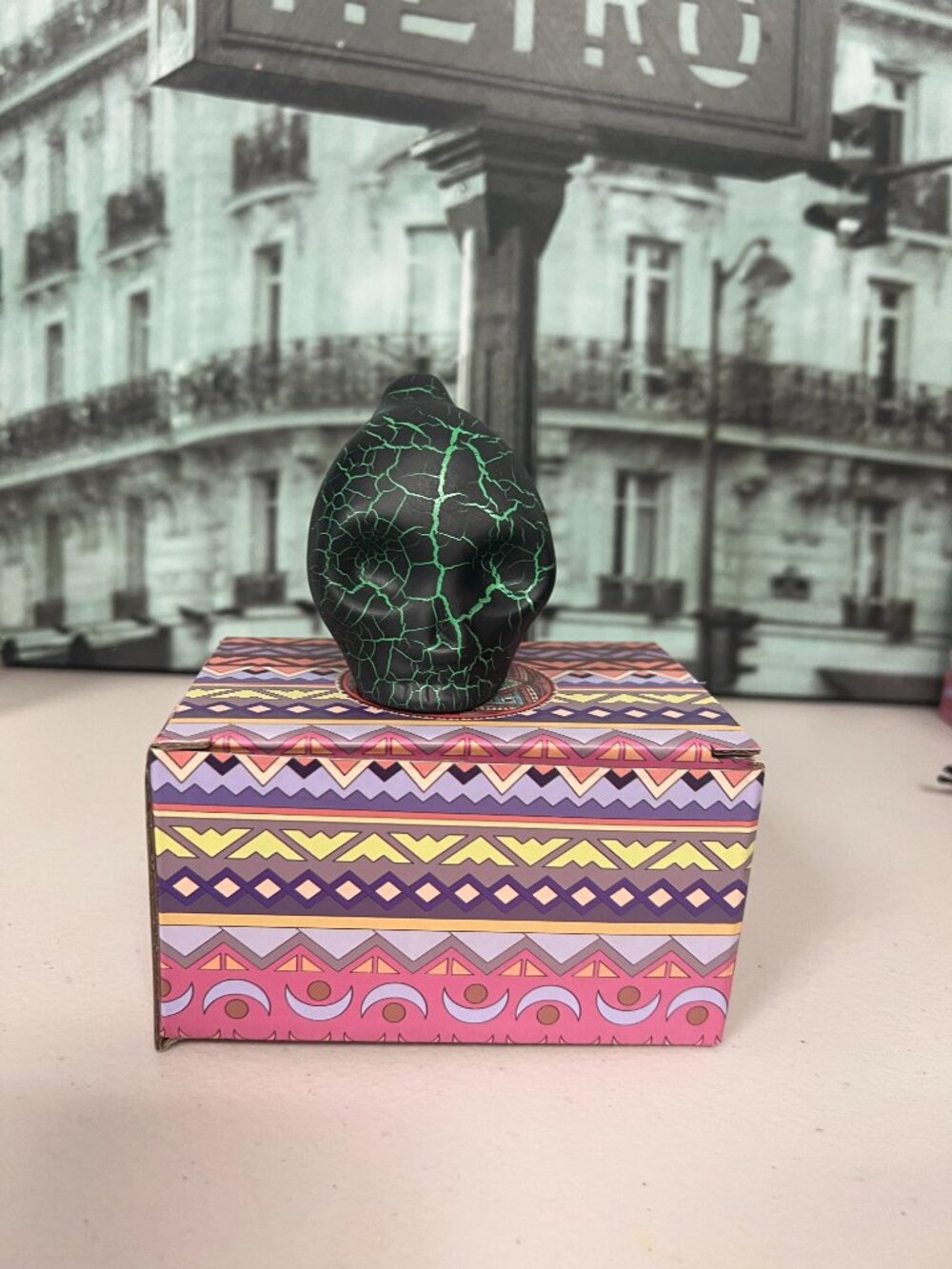 Green Glow Aztec Death Whistle Crack Skull Screaming Halloween Haunted Prop